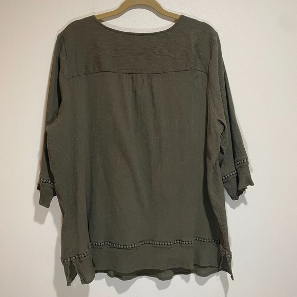Catherines Green Tassel Boho Blouse Top - Picture 9 of 11
